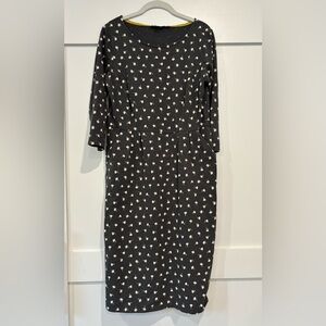 Boden Black Midi Dress with White & Yellow Floral Print